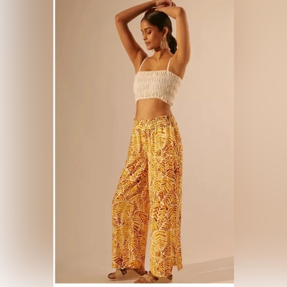 Anthropologie Yellow and Orange Patterned Pants